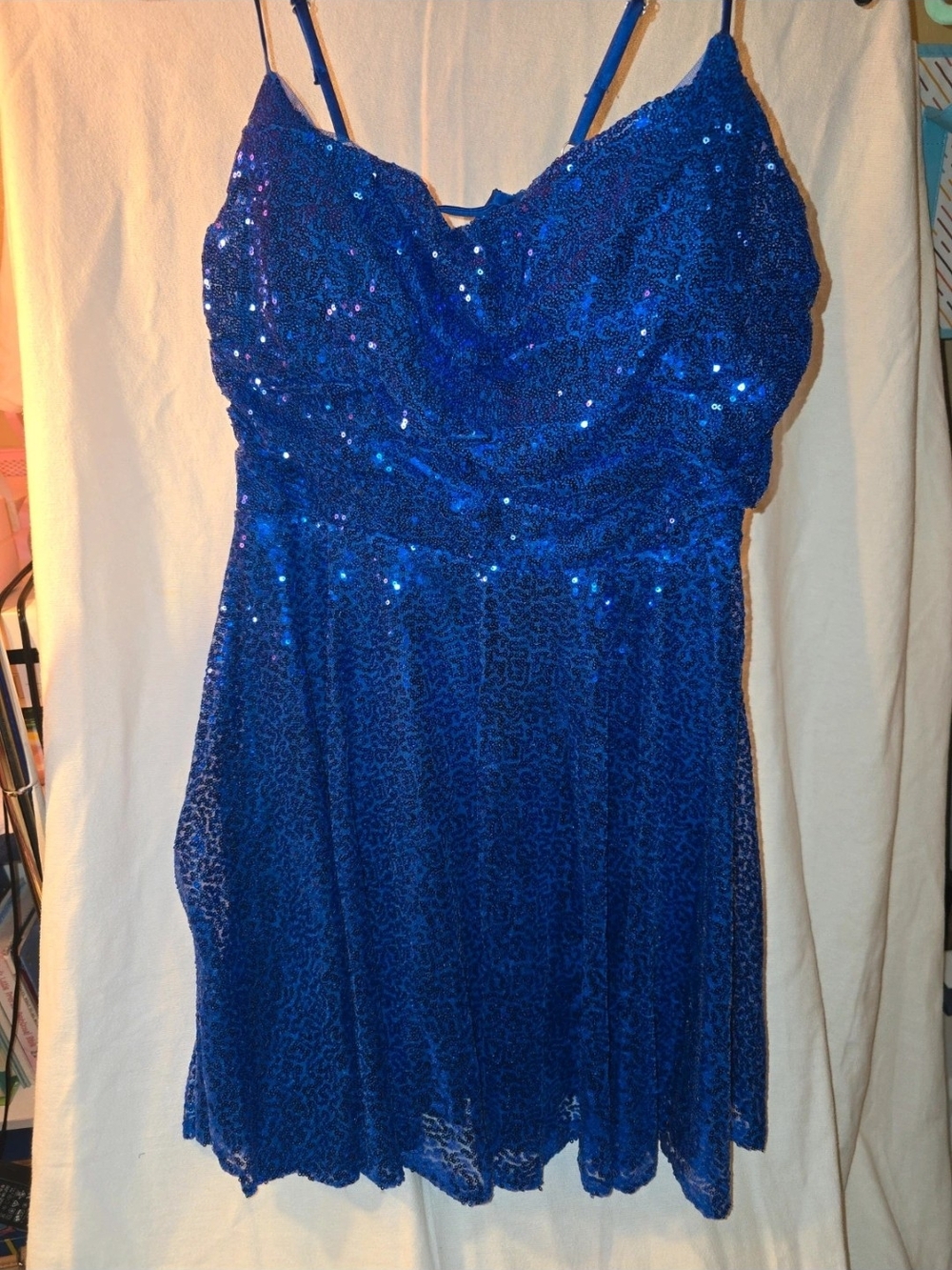 Source Unknown Royal Blue Sequin Spaghetti-Strap Mini Dress